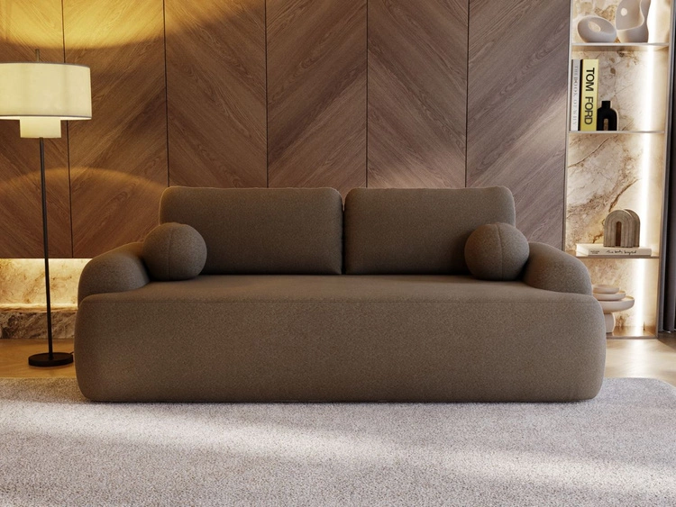 Kanapa z funkcją spania i pojemnikiem Aurio Brązowa