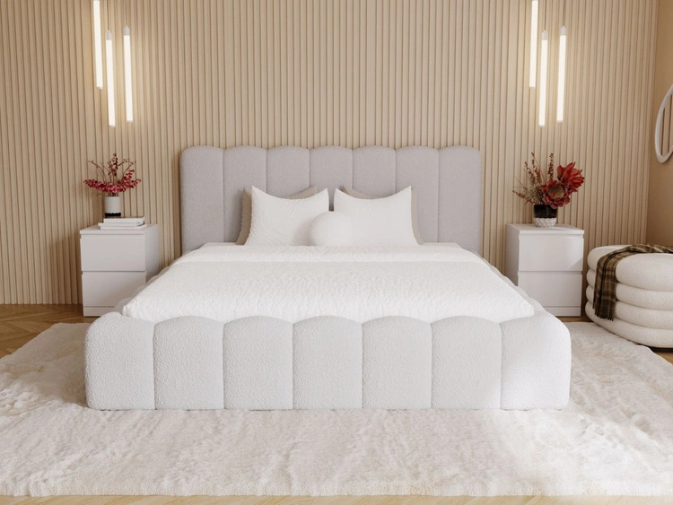 Łóżko tapicerowane z pojemnikiem i stelażem 120x200 Smile Jasnoszare