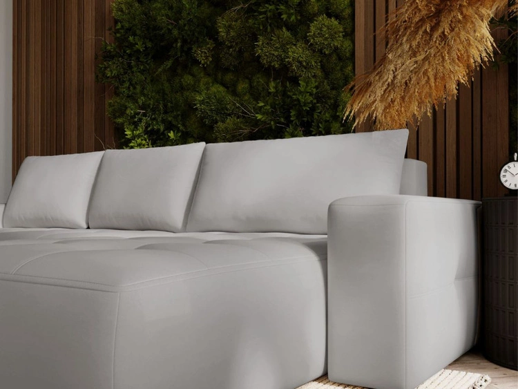 Narożnik L Prawy z funkcją spania i pojemnikiem Portland Jasnoszary