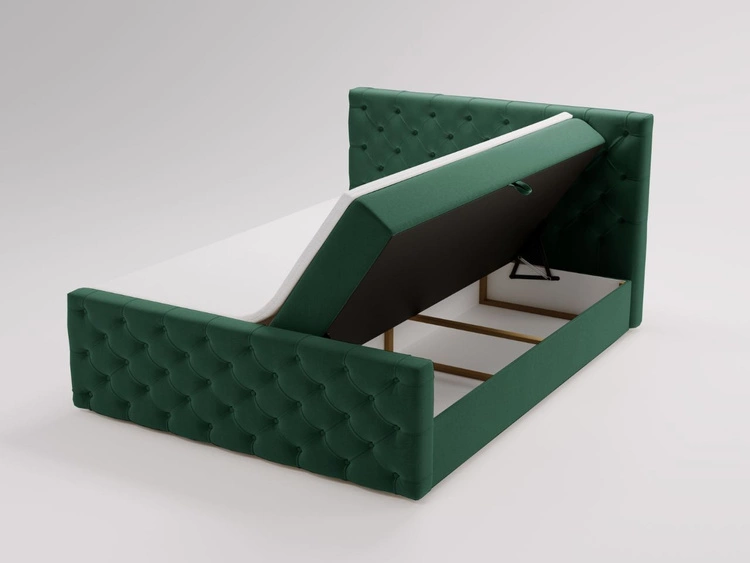 Łóżko kontynentalne z pojemnikiem na pościel 160x200 Montego Zielone