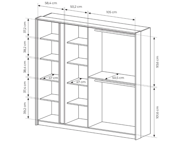Szafa czterodrzwiowa z drzwiami uchylnymi Dego Beżowa