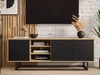 Szafka RTV pod telewizor z drzwiczkami i czarnym stelażem Vivance Czarny i dąb artisan