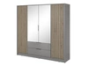 Szafa czterodrzwiowa z drzwiami uchylnymi 206 cm Macron Szara z lustrem i lamelami