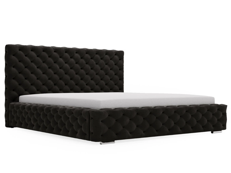 Łóżko tapicerowane z pojemnikiem i stelażem 200x200 Astra Czarny