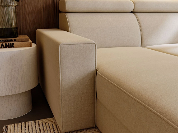 Narożnik L uniwersalny z funkcją spania i pojemnikiem Scala Beżowy