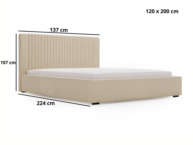 Łóżko tapicerowane z pojemnikiem i stelażem 120x200 Malmo Ciemny niebieski