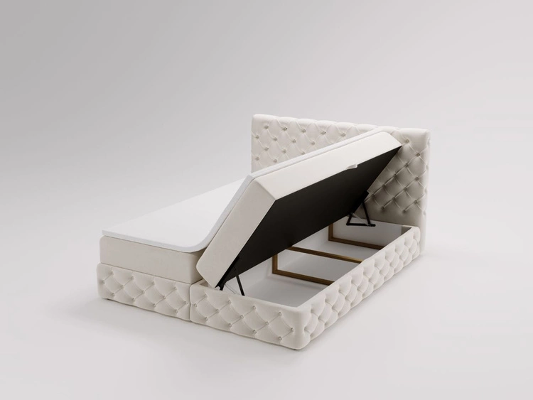 Łóżko kontynentalne z pojemnikiem na pościel 180x200 cm Canolo Beżowe