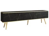 Szafka pod telewizor z drzwiczkami 175 cm z gładkim frontem Diolo Czarny marmur na złotych nogach