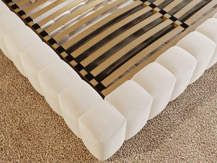 Łóżko tapicerowane z pojemnikiem i stelażem 160x200 cm Rotto Kremowe