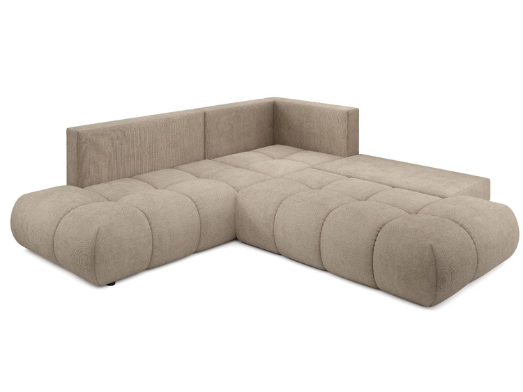 Narożnik z funkcją spania i pojemnikiem Lewy Kair Jasnobrązowy