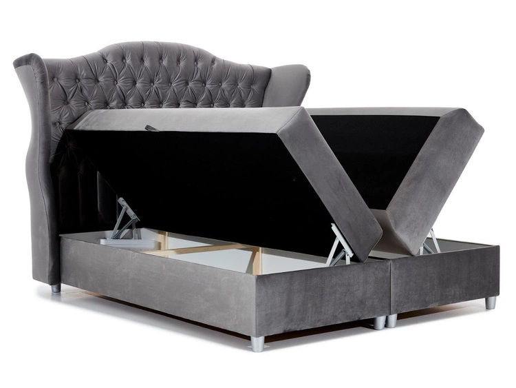 Łóżko kontynentalne z pojemnikiem na pościel 160x200 Kate Szare