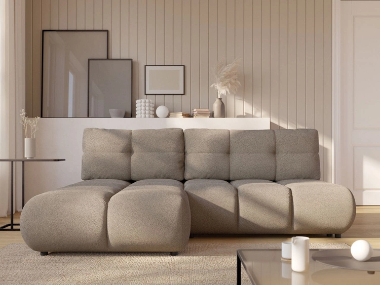 Narożnik z funkcją spania i pojemnikiem Lewy Milet Jasnoszary