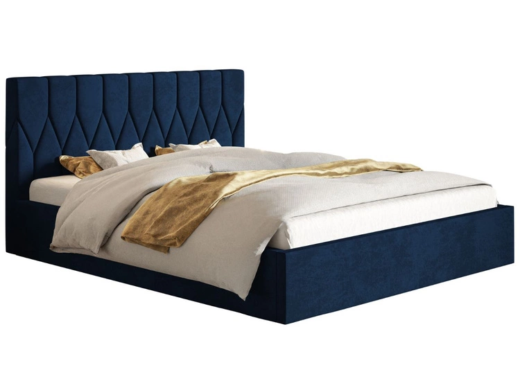 Łóżko tapicerowane z pojemnikiem i stelażem 180x200 Gaja Ciemnoniebieskie