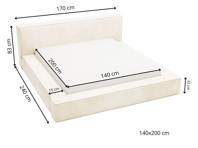 Łóżko tapicerowane z pojemnikiem i stelażem 140x200 Mali Zielone