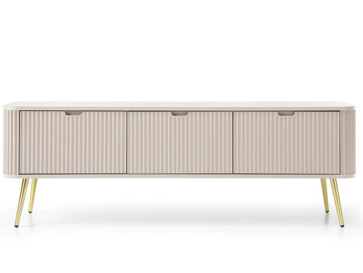 Szafka pod telewizor z drzwiczkami na złotych nogach Viva Beżowa