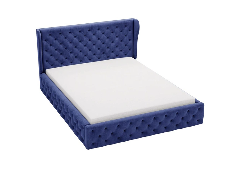 Łóżko tapicerowane z pojemnikiem na pościel i stelażem 120x200 Kingston Ciemnoniebieskie