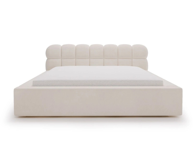 Łóżko tapicerowane z pojemnikiem i stelażem 140x200 Plaza Kremowe