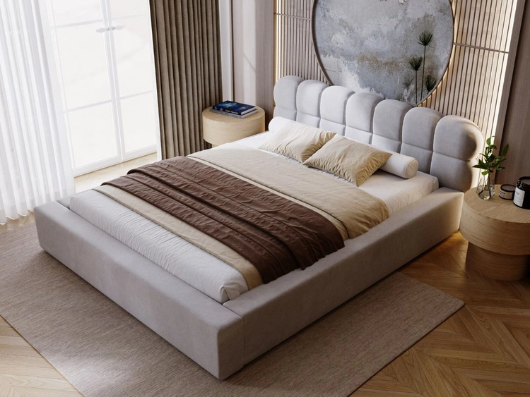 Łóżko tapicerowane z pojemnikiem i stelażem 120x200 Plaza Szare