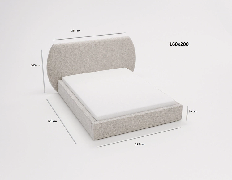 Łóżko tapicerowane z pojemnikiem i stelażem 160x200 cm Blossom Brązowe