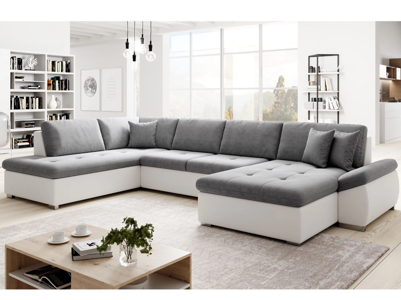 Narożnik U lewy z funkcją spania Moni U Szary