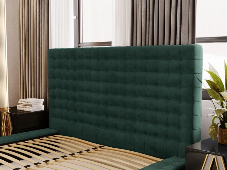 Łóżko tapicerowane z pojemnikiem i stelażem 120x200 Barbados Zielone