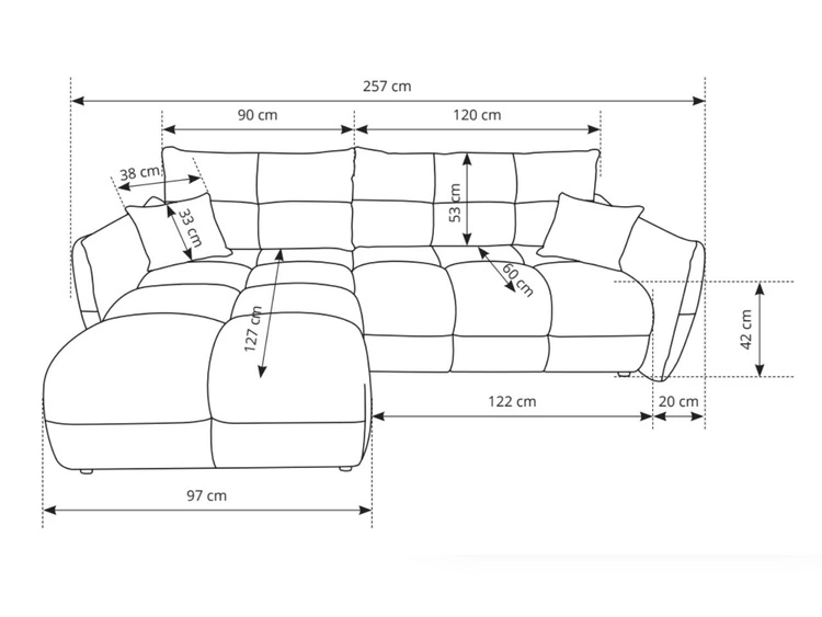 Narożnik L uniwersalny z funkcją spania i pojemnikiem Bene Brązowy