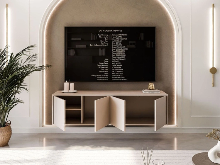 Szafka RTV wisząca pod telewizor z drzwiczkami Vivance kaszmir połysk