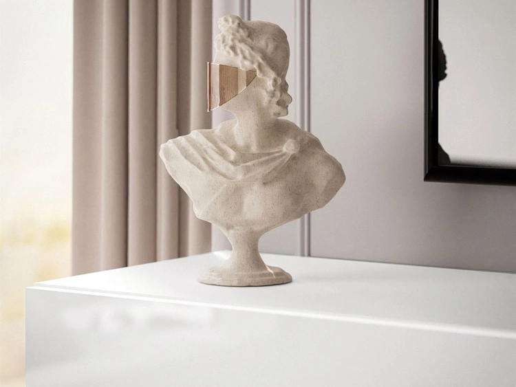 Szafka RTV wisząca 90 cm do salonu z oświetleniem LED Aurelie Biały połysk