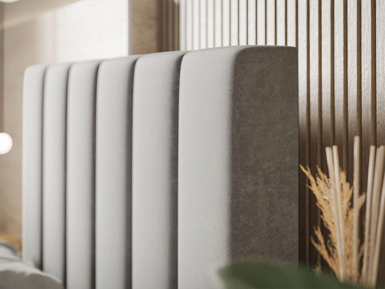 Łóżko kontynentalne z pojemnikiem na pościel 140x200 Cascada ciemnoniebieskie