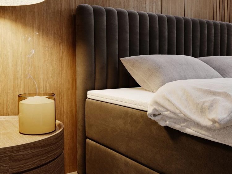 Łóżko kontynentalne z pojemnikiem na pościel 200x200 Marbella Antracytowe