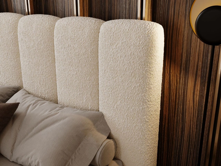 Łóżko tapicerowane z pojemnikiem i stelażem 140x200 Imperial Kremowe