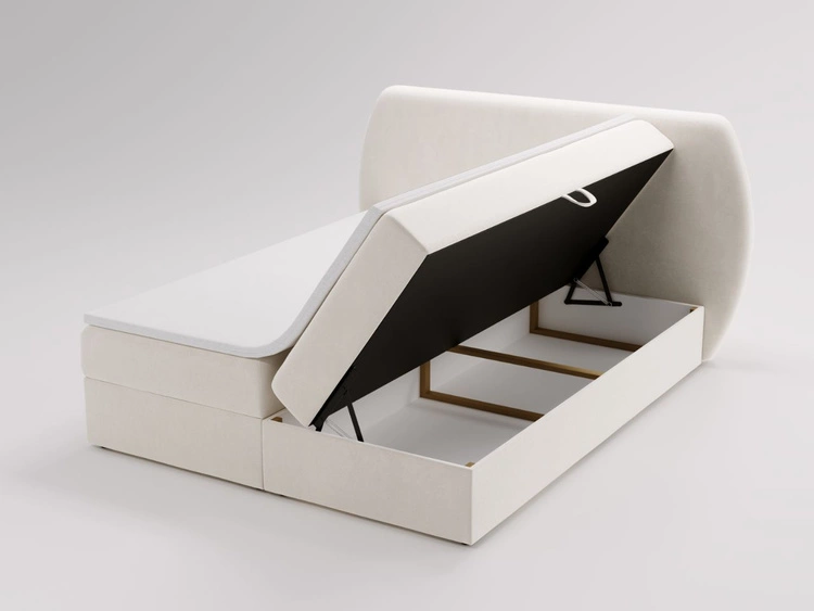 Łóżko kontynentalne z pojemnikiem na pościel 140x200 Bogota Kremowe