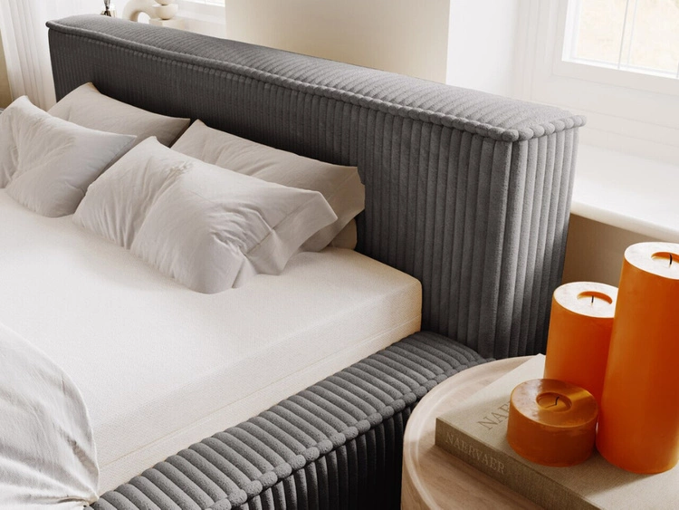 Łóżko tapicerowane z pojemnikiem i stelażem 120x200 Lago Szare