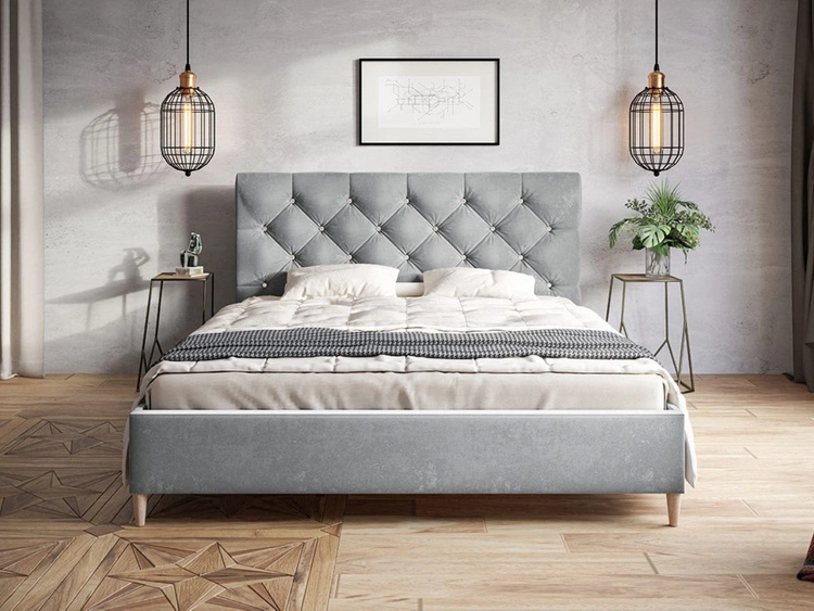 Łóżko tapicerowane ze stelażem 140x200 Tril Szary