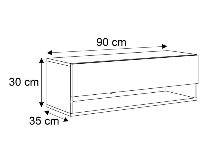Szafka RTV wisząca 90 cm do salonu z oświetleniem LED Aurelie Dąb Artisan