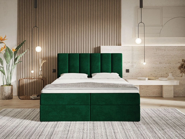 Łóżko kontynentalne z pojemnikiem na pościel 120x200 Cascada zielone