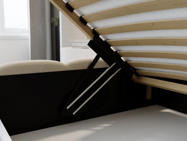 Łóżko tapicerowane z pojemnikiem i stelażem 160x200 Modo Beżowe