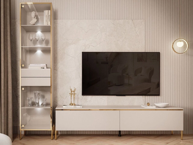 Zestaw mebli do salonu z oświetleniem LED w stylu glamour Evare Kaszmir