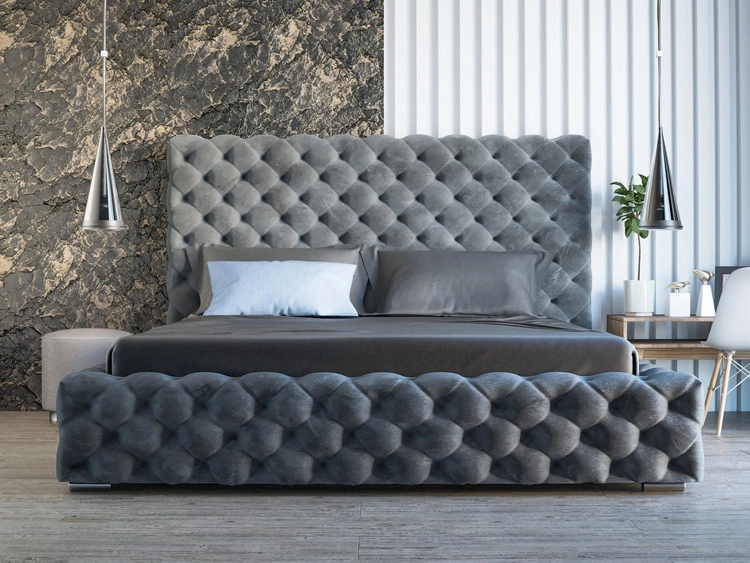 Łóżko tapicerowane z pojemnikiem i stelażem 160x200 Heaven Ciemny szary