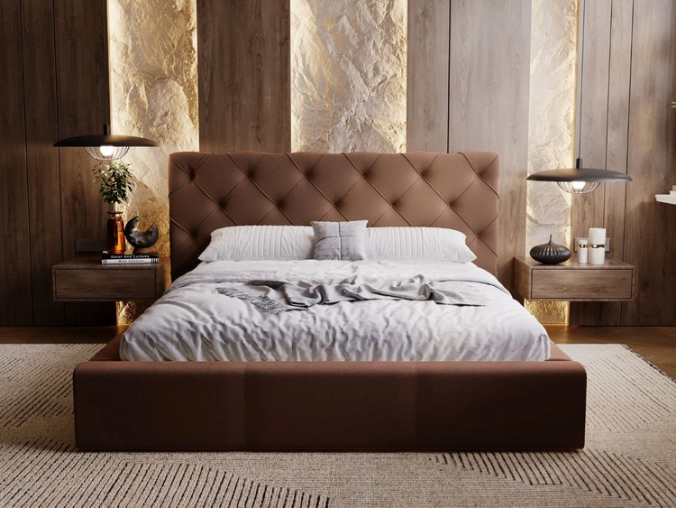 Łóżko tapicerowane z pojemnikiem i stelażem 120x200 Milano Brązowe