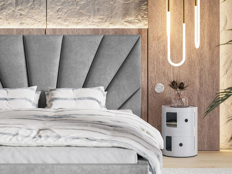 Łóżko tapicerowane z pojemnikiem i stelażem 180x200 Orlo różowe