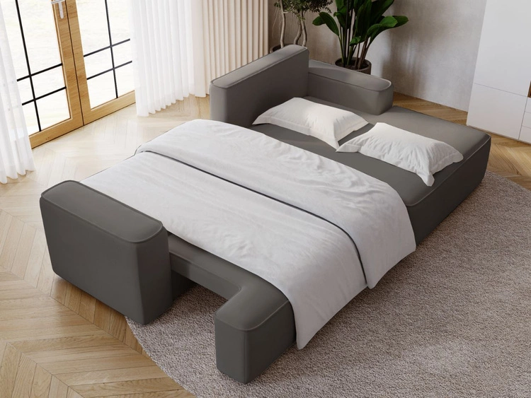 Narożnik L Prawy z funkcją spania i pojemnikiem California Ciemnoszary