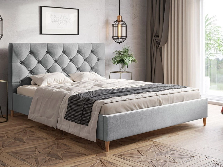 Łóżko tapicerowane ze stelażem 160x200 Tril Szary