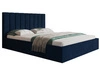 Łóżko tapicerowane z pojemnikiem i stelażem 160x200 Sesto granatowe
