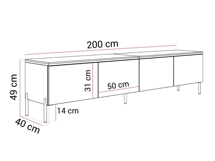 Szafka RTV w stylu glamour z oświetleniem LED Celle kaszmir mat