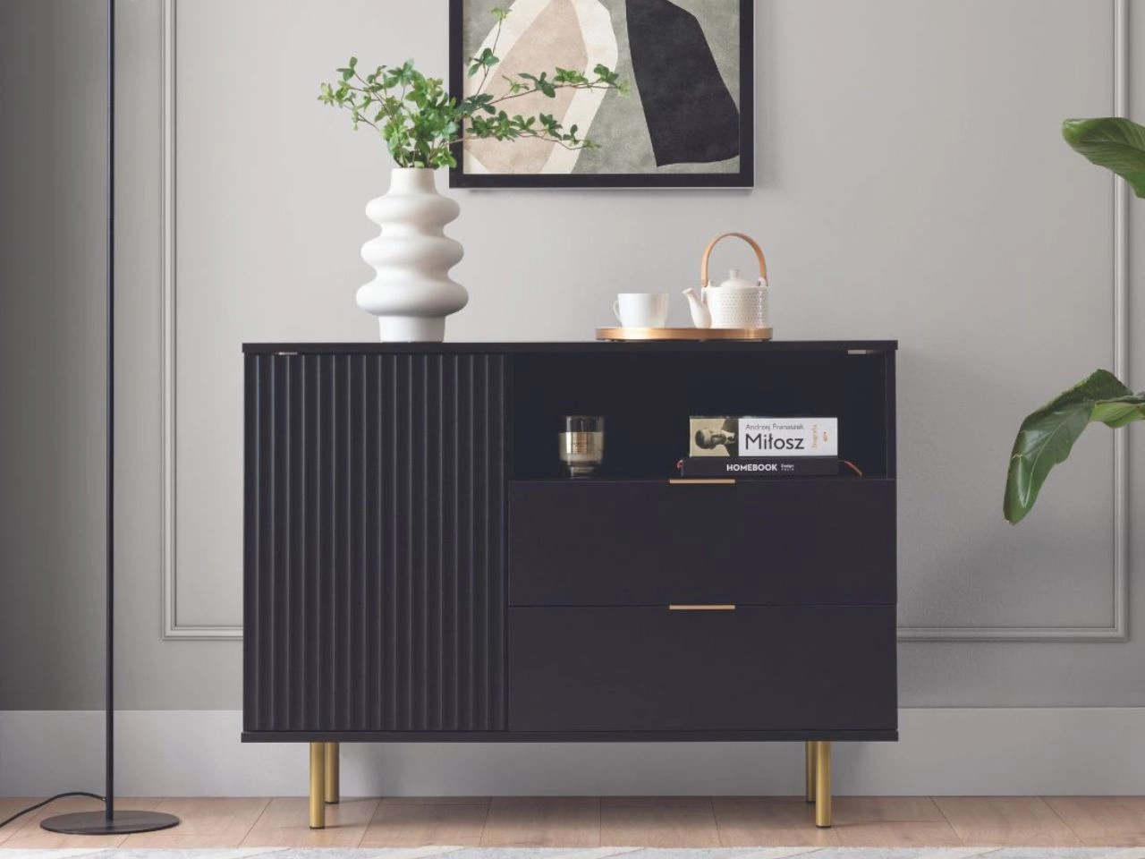 Komoda z drzwiami i szufladami Ankara Czarna