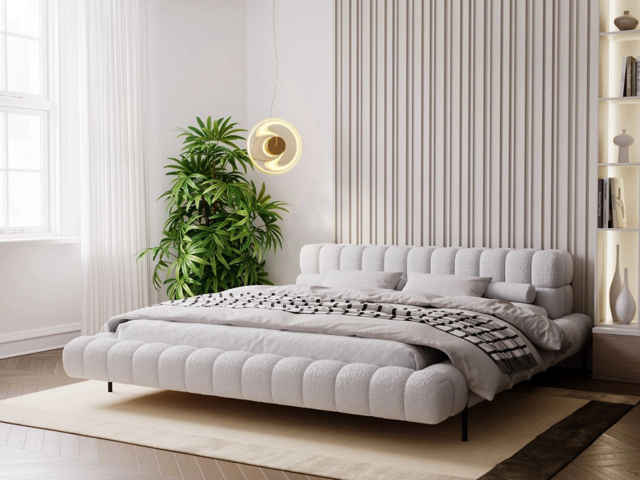 Łóżko tapicerowane ze stelażem 180x200 Imagine Szare