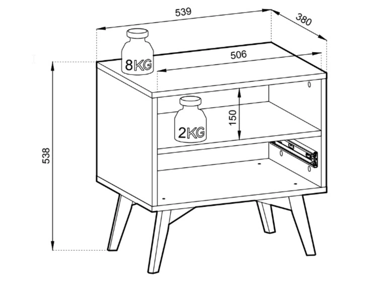 Stolik nocny z szufladą Modena Beżowy
