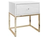 Stolik nocny glamour z szufladą i złotymi nogami Brisa biały połysk
