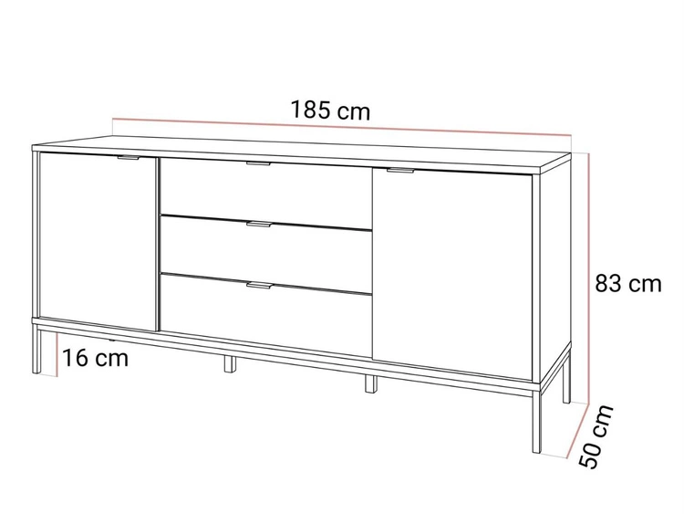 Komoda z drzwiami i szufladami 185 cm Tavio Czarny